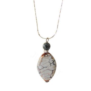 Natural Gemstone Agate Necklace with Silver Chain