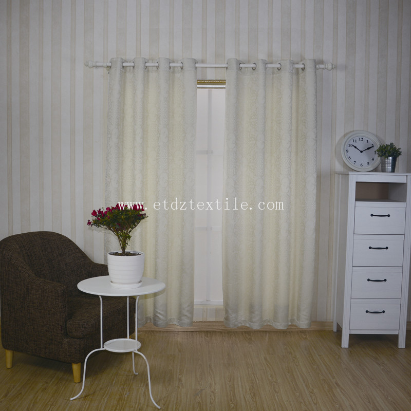 Ivory Jacquard Pattern Curtain Fabric GF025