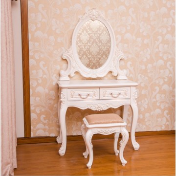 Bedroom white mirror dresser vanity dressing table with stool