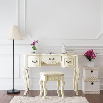 White French style 3 mirrors wooden dressing table 5 drawers