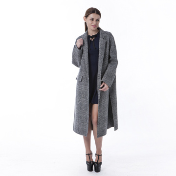 Grey striped cashmere winter coat