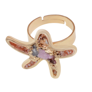 Natural Real Rough Drusy Crystal Rings with adjustable metal women finger Chakra jewelry Plated 18K Gold