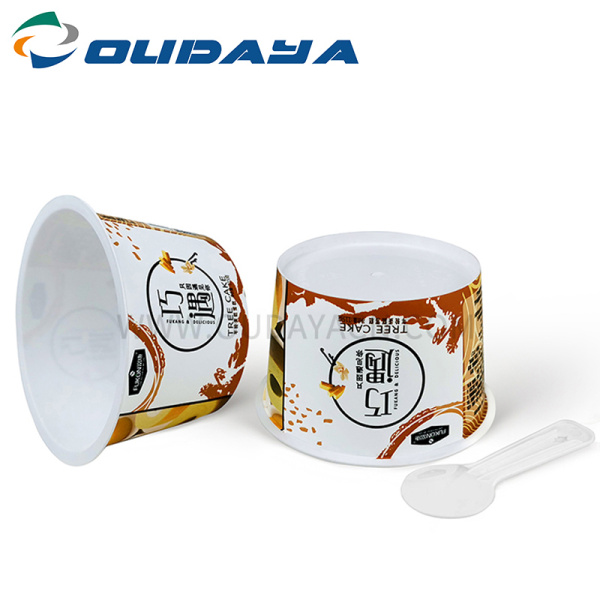 wholesale yogurt ice cream plastic cup with lid cover spoon