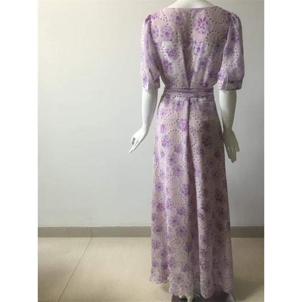 Printed Chiffon Dress in Color Purple