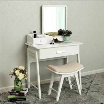 White Dresser Vanity Makeup Set Oval Mirror Dressing Table with Stool