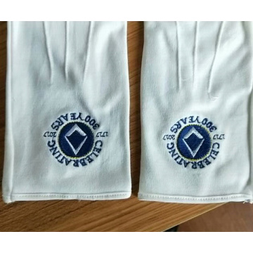 Men's Plain White Cotton Glove with Button Fastening