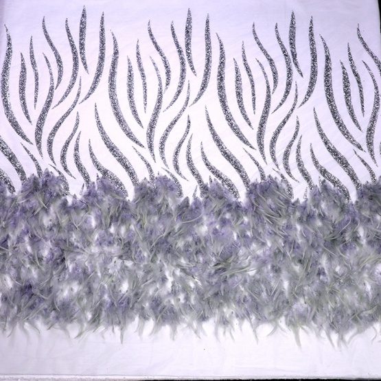 Tulip Feather Lace Handwork Glitter Lace Fabric