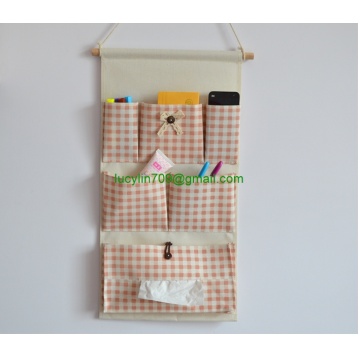 Linen Cotton Fabric Wall Door Cloth Hanging Storage Bag Case 5 Pocket Home Organizer