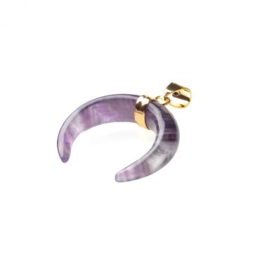 Craved Ox Horn Gemstone Pendant