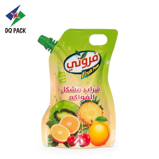 Stand up pouch with corner spout for juice
