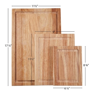3-Piece Wood Cutting Board Set with Drip Groove