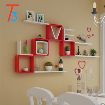 household handmade colorful hanging wooden wall shelf