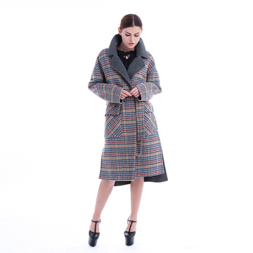 Coloured checked cashmere winter outwear