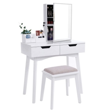 Wood Modern Makeup Dressing Table with Mirrors