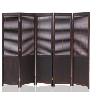 Chinese style room divider, solid wood folding screen, office antique wooden screen.