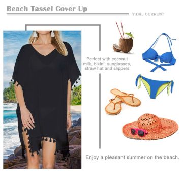 Women's Chiffon Tassel Beachwear Kaftan Swimsuit Cover Up