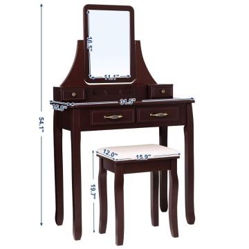 New Vintage Design Modern Bedroom Furniture Wooden Makeup Vanity Dressing Table With Mirror