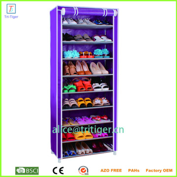 9 Tier Shoe Rack with Cover Simple Stackable Dustproof Plastic Shoe Storage Cabinet