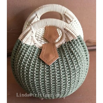 Hot Sale Simple Balloon Style Straw Wicker Rattan Handmade Bag