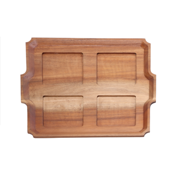Square wooden food serving tray