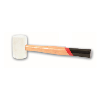White rubber hammer with wooden handle  24oz