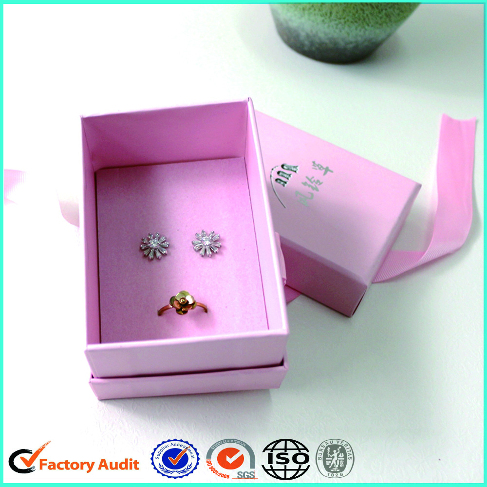 Paper Fancy Pink Ring Gift Boxes With Ribbon