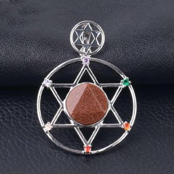 Natural Crystal Hexagonal Star Energy Stone Pendant for women Men