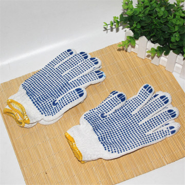 Polycotton Knitted Double Side Blue PVC Dotted Glove