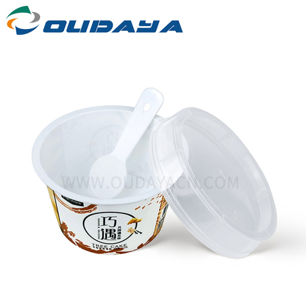 wholesale yogurt ice cream plastic cup with lid cover spoon