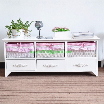 White Wood Wicker Bedside Table Chest of Drawer Storage Cabinet Bedroom