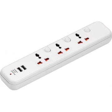 4 way universal extension socket with USB