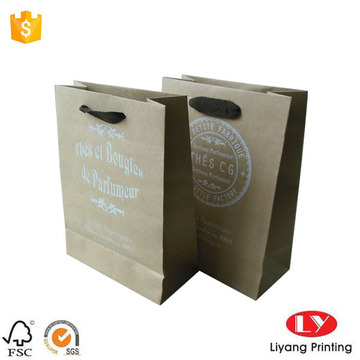 Printed kraft paper bag with handle brown