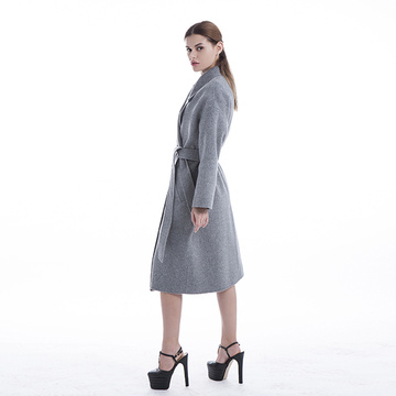 Long grey 100% pure cashmere coat