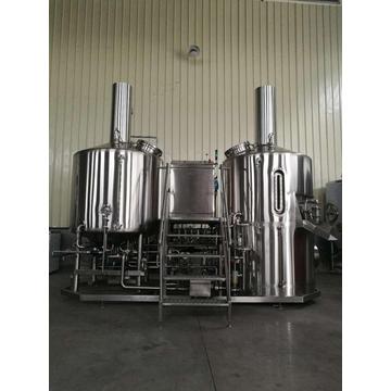 Space saving pub brewery system steam-heated brewhouse
