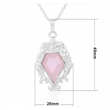 Silver Alloy Natural  Faceted Diamond Gemstone  Mirror Pendant