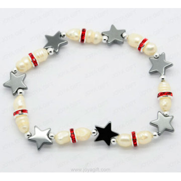 pearl hematite roud beads bracelet