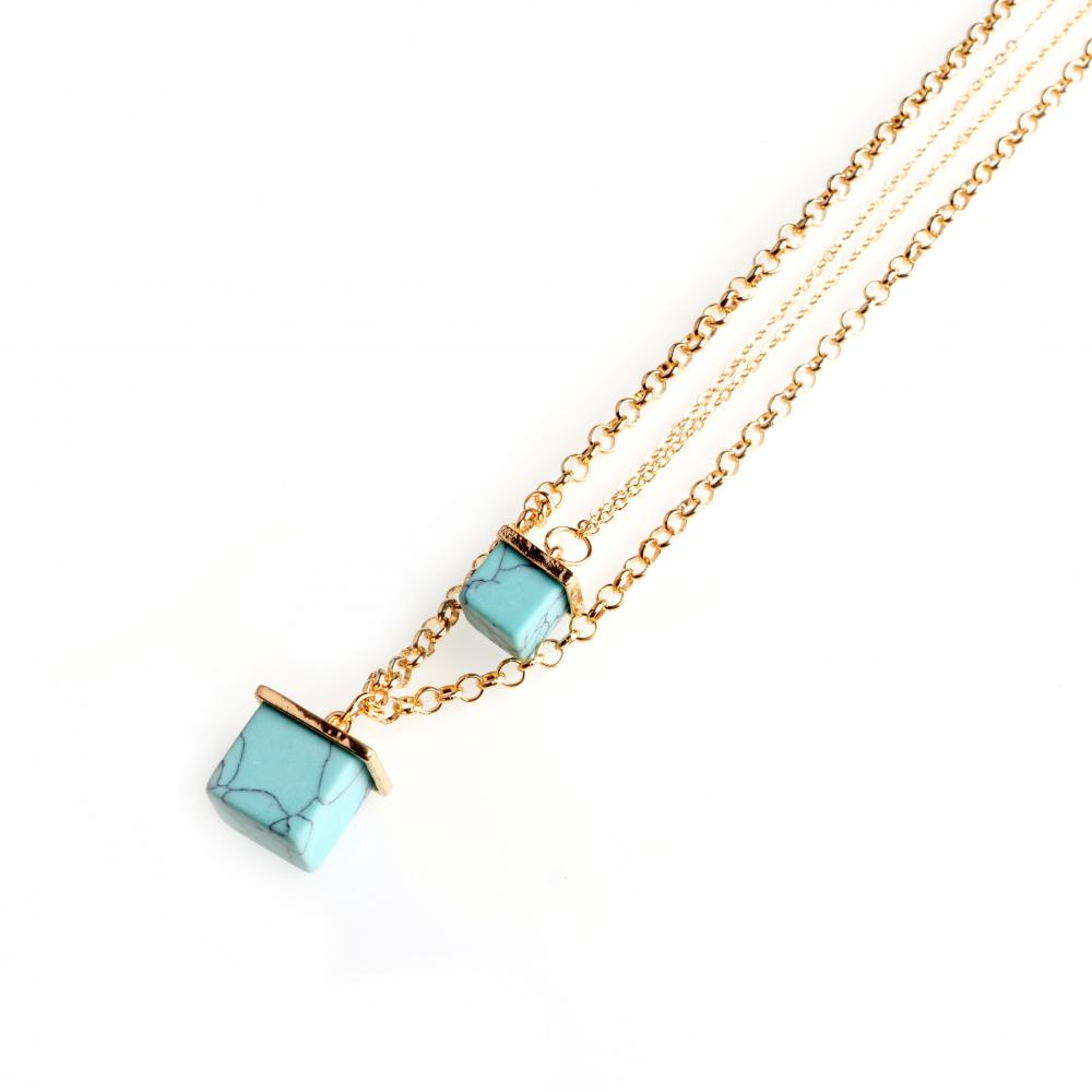 square turquoise pendant necklace