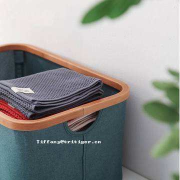 Supplier oxford Laundry basket bamboo foldable clothing basket