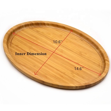 Large Size Bamboo Serving Tray, Oval, 15.5 x 11.8 x 0.8 Inches: Serving Trays