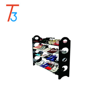 No tools required 4 tier stackable plastic shoe rack