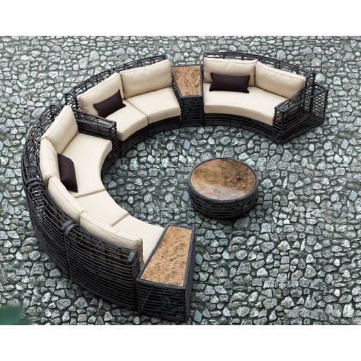 Furniture of rattan big round wicker sofa set