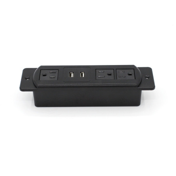 Black Recessed 3 Sockets with 2 USB Ports