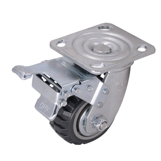 4 Inch Industrial Swivel PVC Caster With Brake