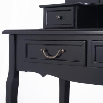 Black wood makeup 4 drawers stool wardrobe dressing table design