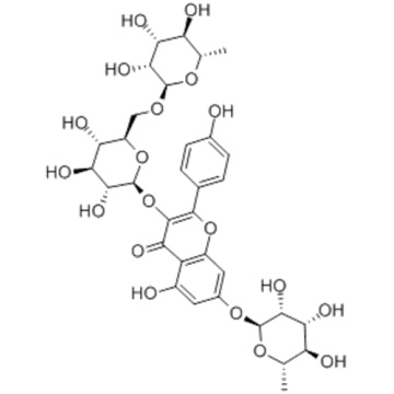 4H-1-Benzopyran-4-one,3-[[6-O-(6-deoxy-a-L-mannopyranosyl)-b-D-galactopyranosyl]oxy]-7-[(6-deoxy-a-L-mannopyranosyl)oxy]-5-hydroxy-2-(4-hydroxyphenyl) CAS 301-19-9