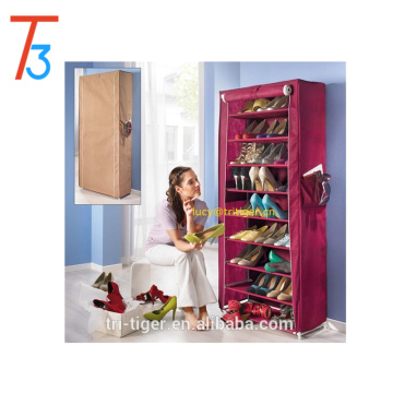9-tier Shoe Organizer Cabinet Shoe Rack with Non-woven Secure Cover