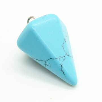 6 side coin Shape Turquoise pendant