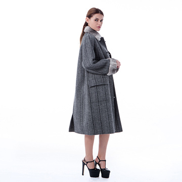 Fashionable grey cashmere overcoat