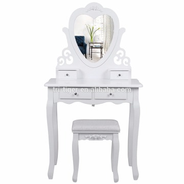 New design hot sale cheap wood dressing table with stool morden dresser
