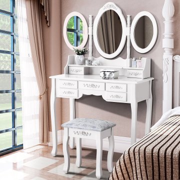 modern wooden dressing table stools mirror with storage